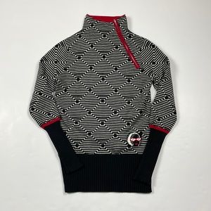 Krimson Klover. Diagonal zip. Mock neck. Sweater. Small.